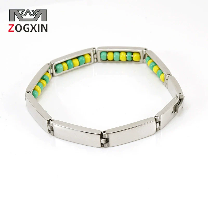 Stainless Steel And 316L Stainless Steel Bead Bracelet With Letters Numbers Text Electroplated For Women - Image 2