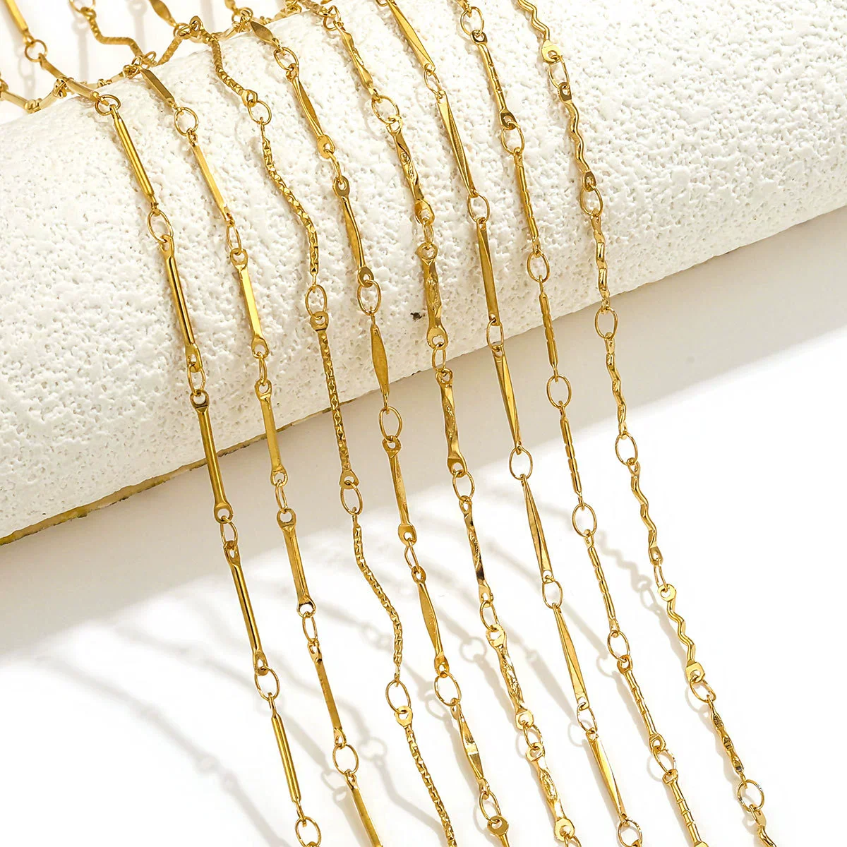 Stainless Steel And Titanium Steel Chain Accessories Electroplated 18K Gold Stick S Chain Strip Jewelry