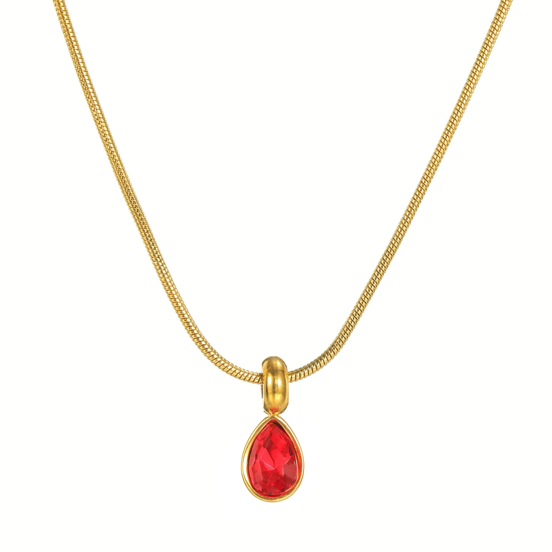 Stainless Steel And Titanium Steel Drop Shape Necklace For Women With Electroplating And Snake Bone Chain - Image 10