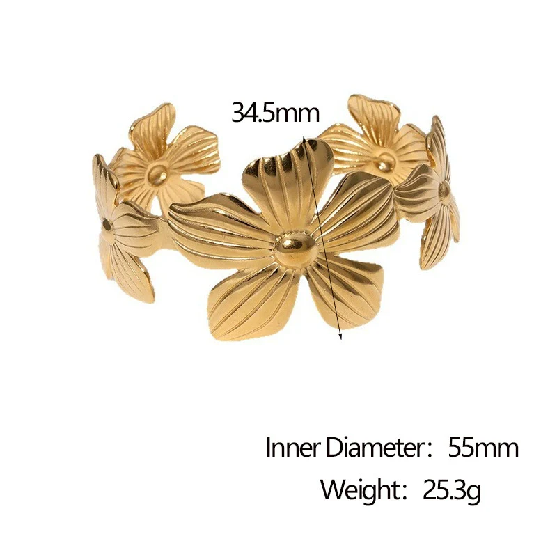 Stainless Steel And Titanium Steel Fivepetal Flower Bracelet Electroplated Simple Style For Women - Image 6