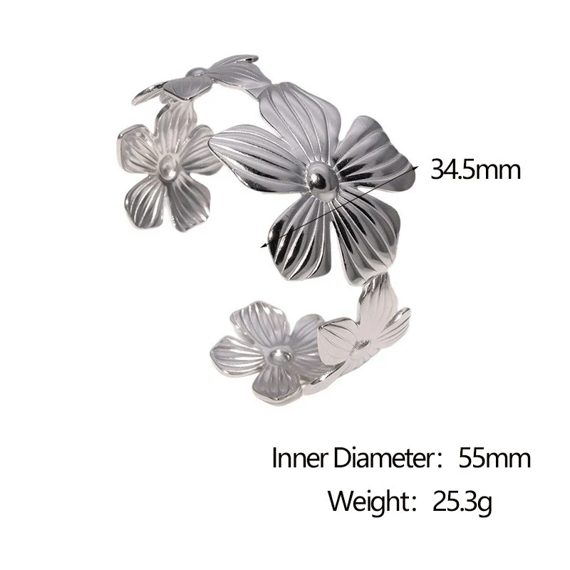 Stainless Steel And Titanium Steel Fivepetal Flower Bracelet Electroplated Simple Style For Women - Image 7