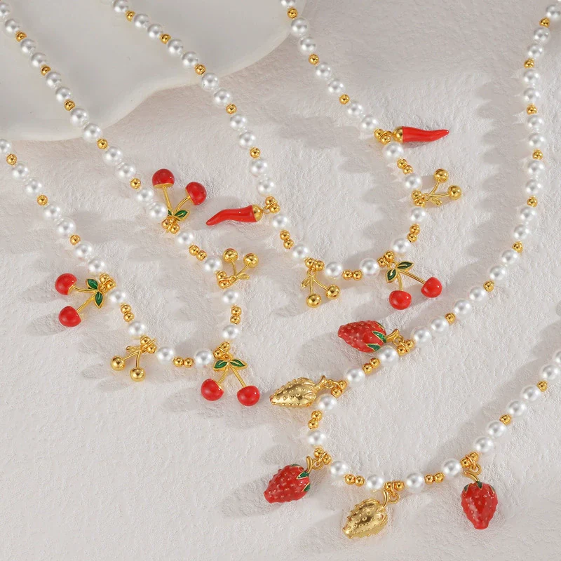 Stainless Steel And Titanium Steel Fruit Pattern Necklace For Women - Image 2