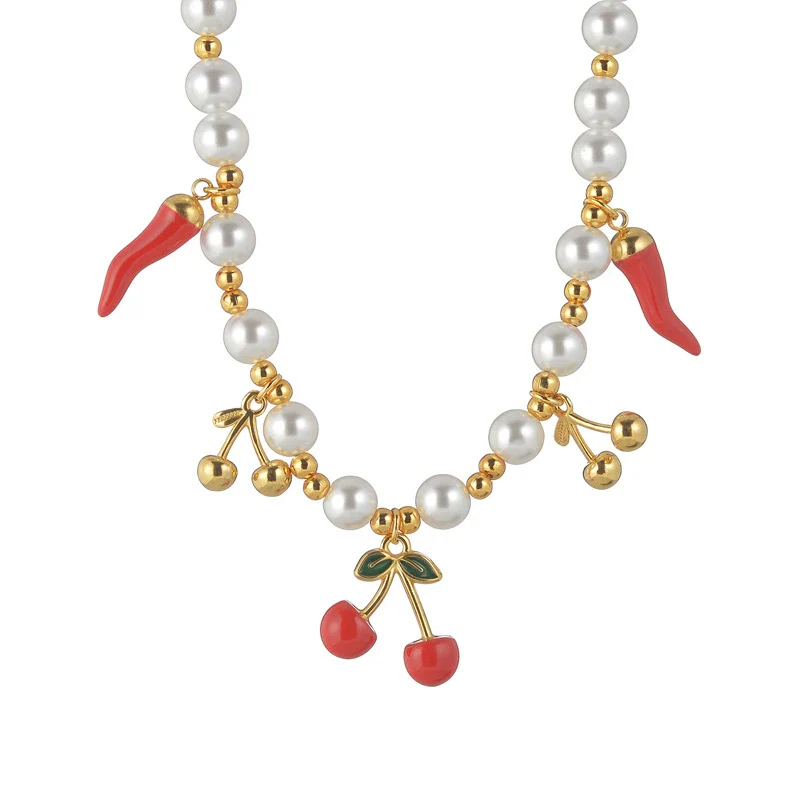 Stainless Steel And Titanium Steel Fruit Pattern Necklace For Women - Image 5