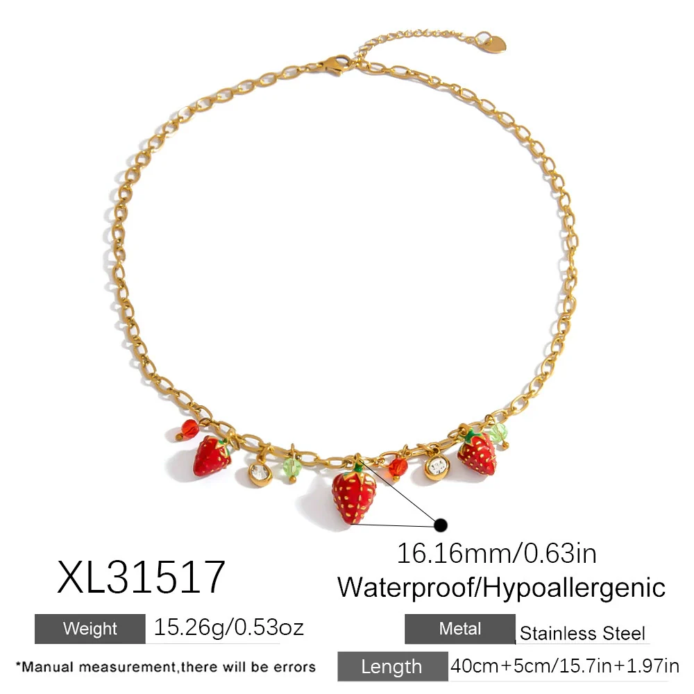 Stainless Steel And Titanium Steel Fruit Pendant Necklace Electroplated With 18K Real Gold For Women - Image 10