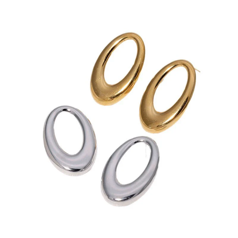 Stainless Steel And Titanium Steel Geometric Earrings With Electroplating Minimalist Style For Women - Image 5