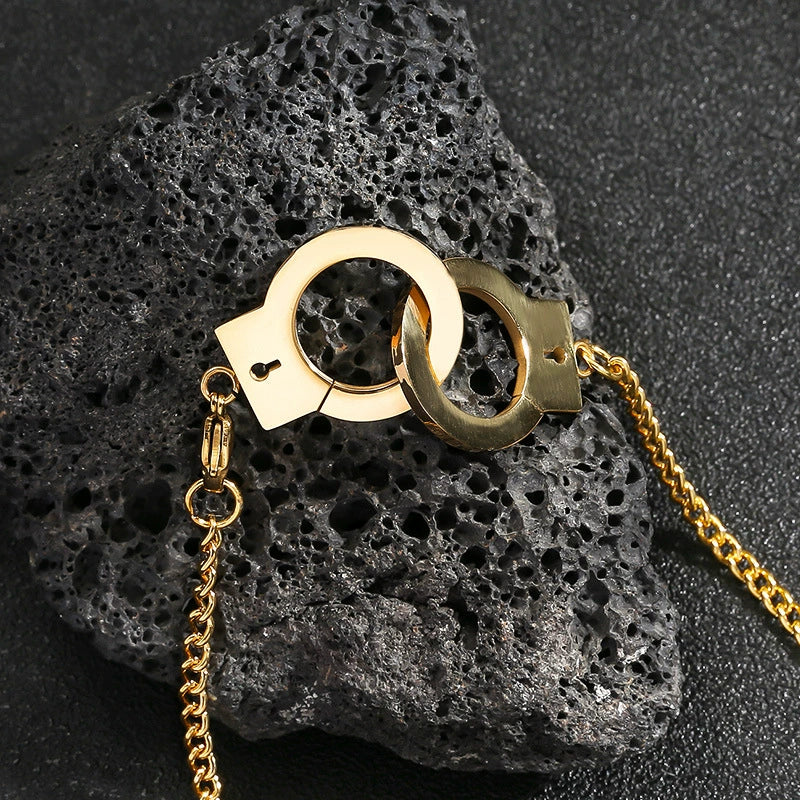 Stainless Steel And Titanium Steel Geometric Handcuffs Style Jewelry For Men And Women With Electroplating Treatment - Image 3