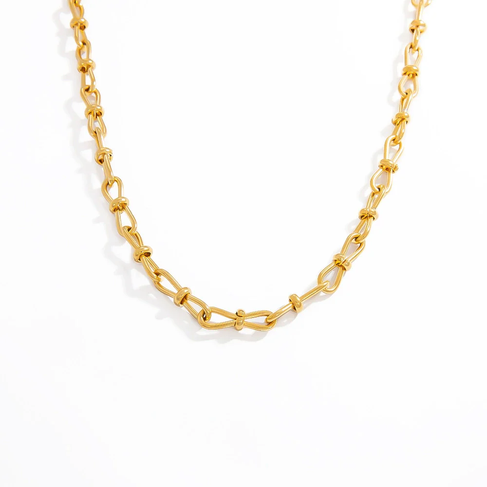 Stainless Steel And Titanium Steel Geometric Minimalist Pendant Necklace Electroplated With 18K Real Gold - Image 5