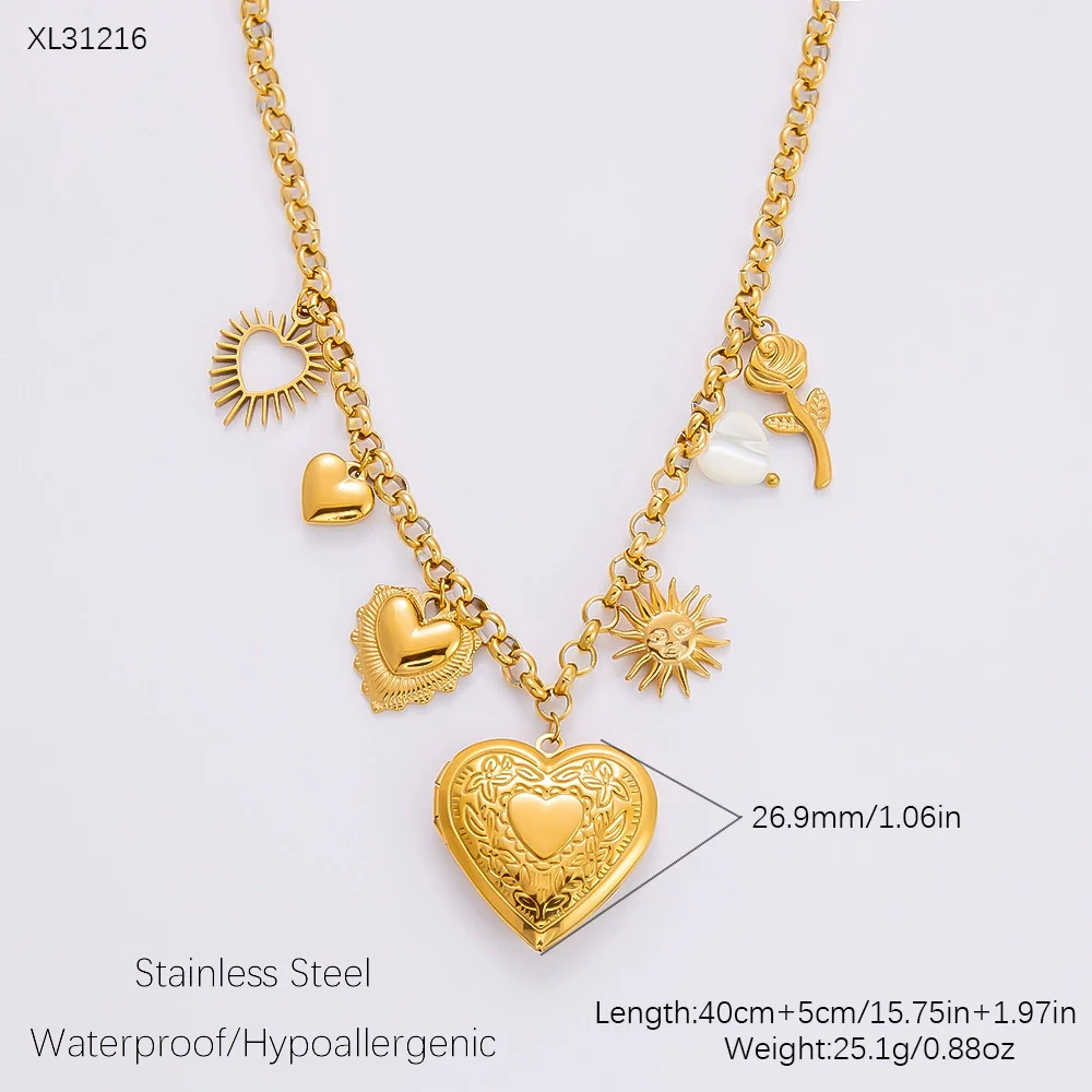 Stainless Steel And Titanium Steel Geometric Sunflower Tarot Pendant Clavicle Chain Jewelry For Women With Electroplating - Image 16