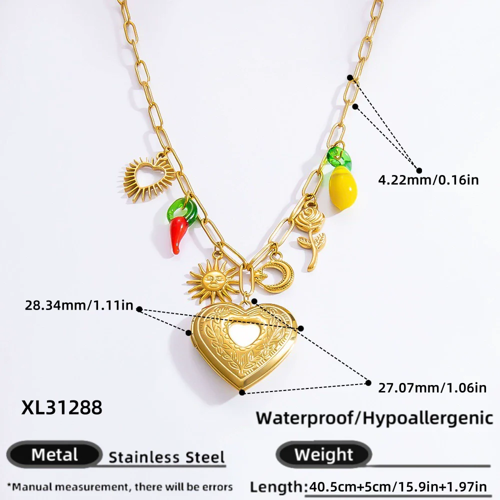 Stainless Steel And Titanium Steel Geometric Sunflower Tarot Pendant Clavicle Chain Jewelry For Women With Electroplating - Image 20