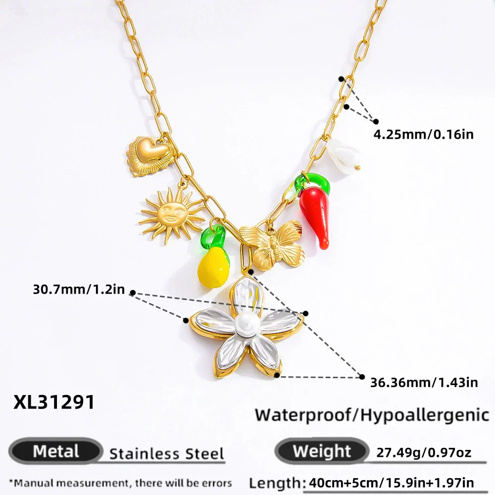 Stainless Steel And Titanium Steel Geometric Sunflower Tarot Pendant Clavicle Chain Jewelry For Women With Electroplating - Image 22