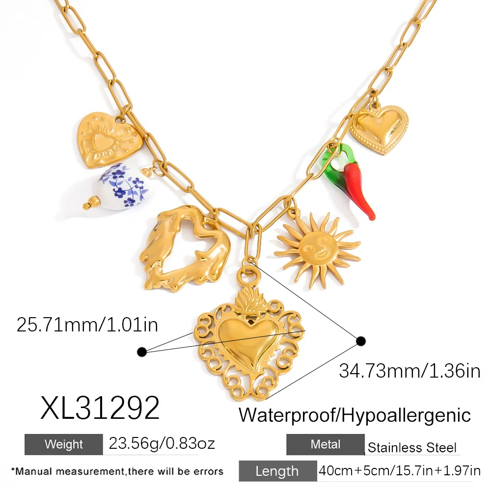 Stainless Steel And Titanium Steel Geometric Sunflower Tarot Pendant Clavicle Chain Jewelry For Women With Electroplating - Image 23