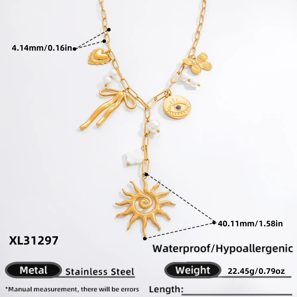 Stainless Steel And Titanium Steel Geometric Sunflower Tarot Pendant Clavicle Chain Jewelry For Women With Electroplating - Image 25