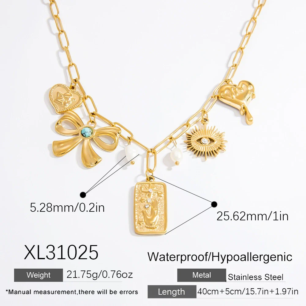 Stainless Steel And Titanium Steel Geometric Sunflower Tarot Pendant Clavicle Chain Jewelry For Women With Electroplating - Image 6