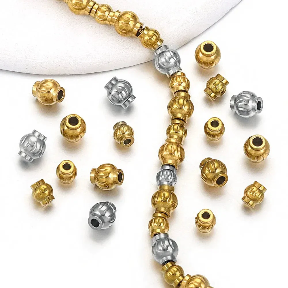 Stainless Steel And Titanium Steel Lantern And Curved Beads Vacuum Goldplated Electroplated Diy Handmade Jewelry Accessories Beads
