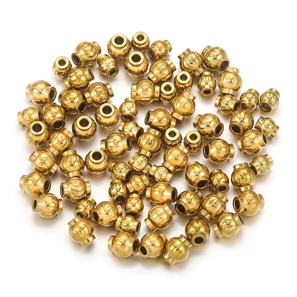Stainless Steel And Titanium Steel Lantern And Curved Beads Vacuum Goldplated Electroplated Diy Handmade Jewelry Accessories Beads - Image 2
