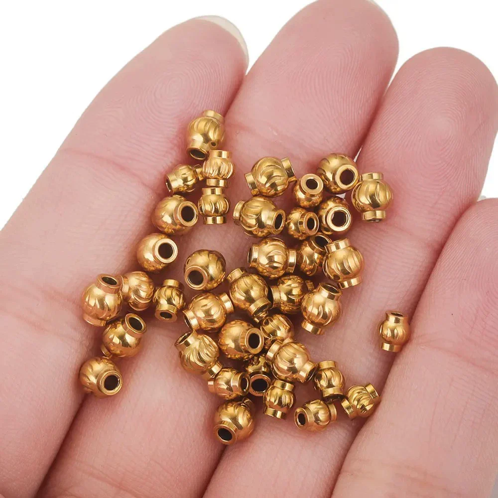 Stainless Steel And Titanium Steel Lantern And Curved Beads Vacuum Goldplated Electroplated Diy Handmade Jewelry Accessories Beads - Image 4