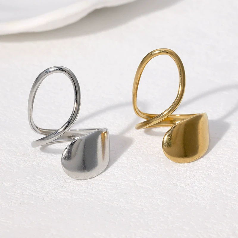 Stainless Steel And Titanium Steel Open Ring Jewelry Asymmetrical Electroplated For Women