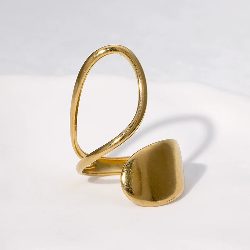 Stainless Steel And Titanium Steel Open Ring Jewelry Asymmetrical Electroplated For Women - Image 2