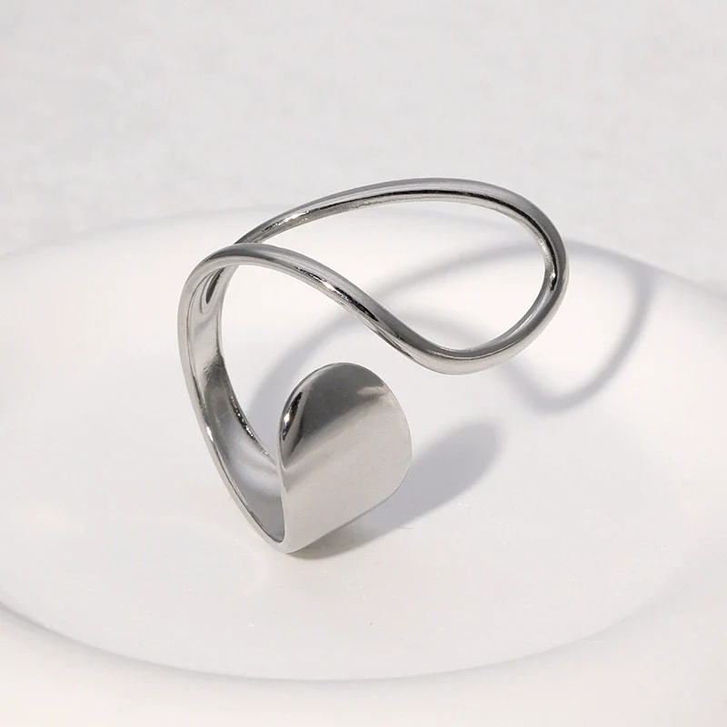 Stainless Steel And Titanium Steel Open Ring Jewelry Asymmetrical Electroplated For Women - Image 3