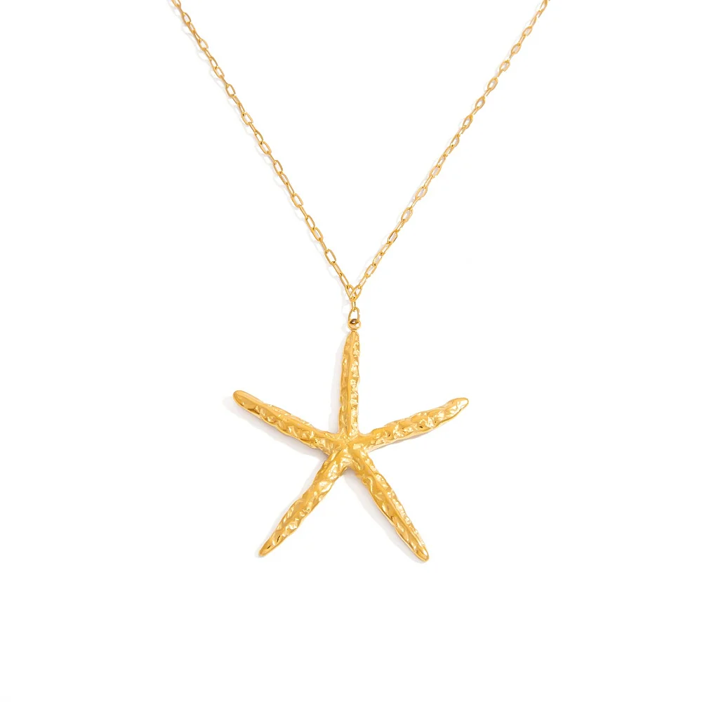 Stainless Steel And Titanium Steel Starfish Pendant Necklace For Women Electroplated Simple Style - Image 5