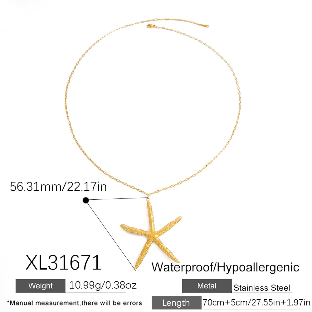 Stainless Steel And Titanium Steel Starfish Pendant Necklace For Women Electroplated Simple Style - Image 6