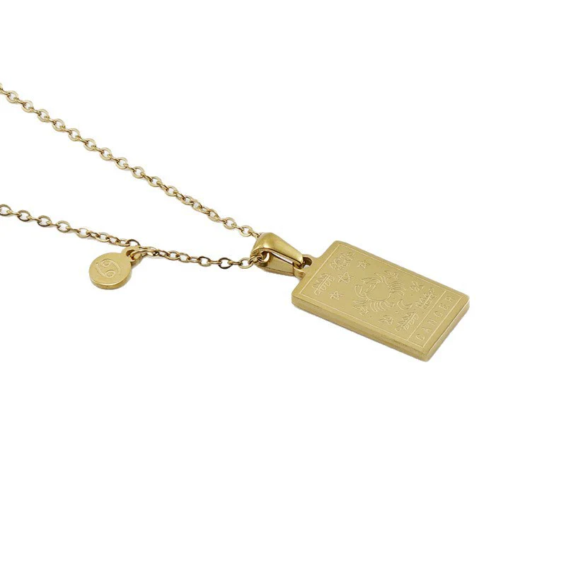 316L Stainless Steel And 316L Stainless Steel Twelve Constellations Pendant Necklace With Cross Chain And Electroplating - Image 5