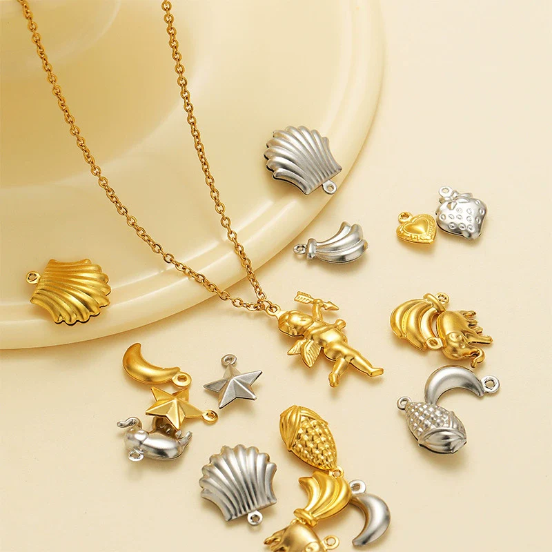 Stainless Steel Angel Heart Corn Hollow Pendant Accessories For Ladies Jewelry Diy - Image 5