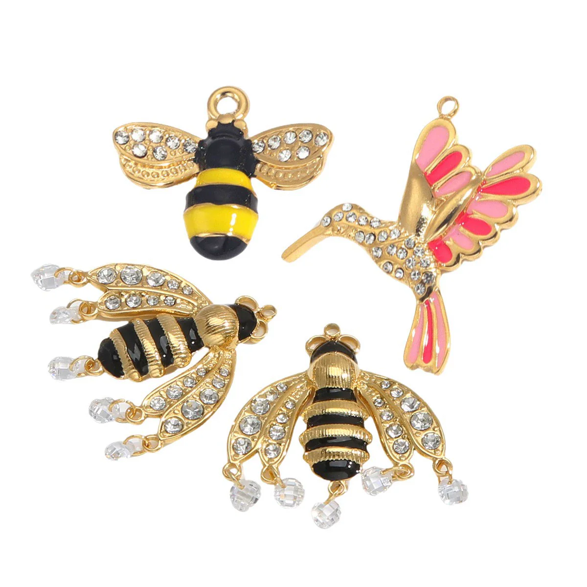 Stainless Steel Animal Bee Hummingbird Fish Dripping Oil Cartoon Style Diy Craft Supplies Pendant For Earrings Bracelet Necklace - Image 4