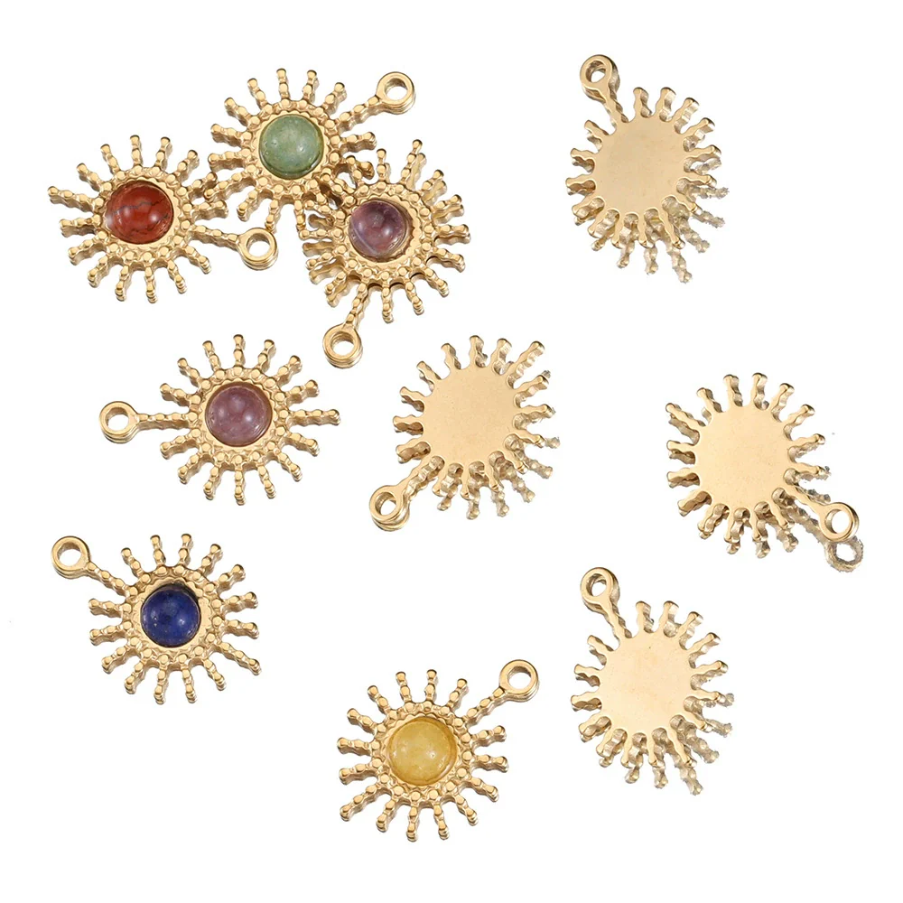 Stainless Steel Baroque Sunflower Pendant Necklace With Colored Diamond Electroplated Jewelry Accessories - Image 4