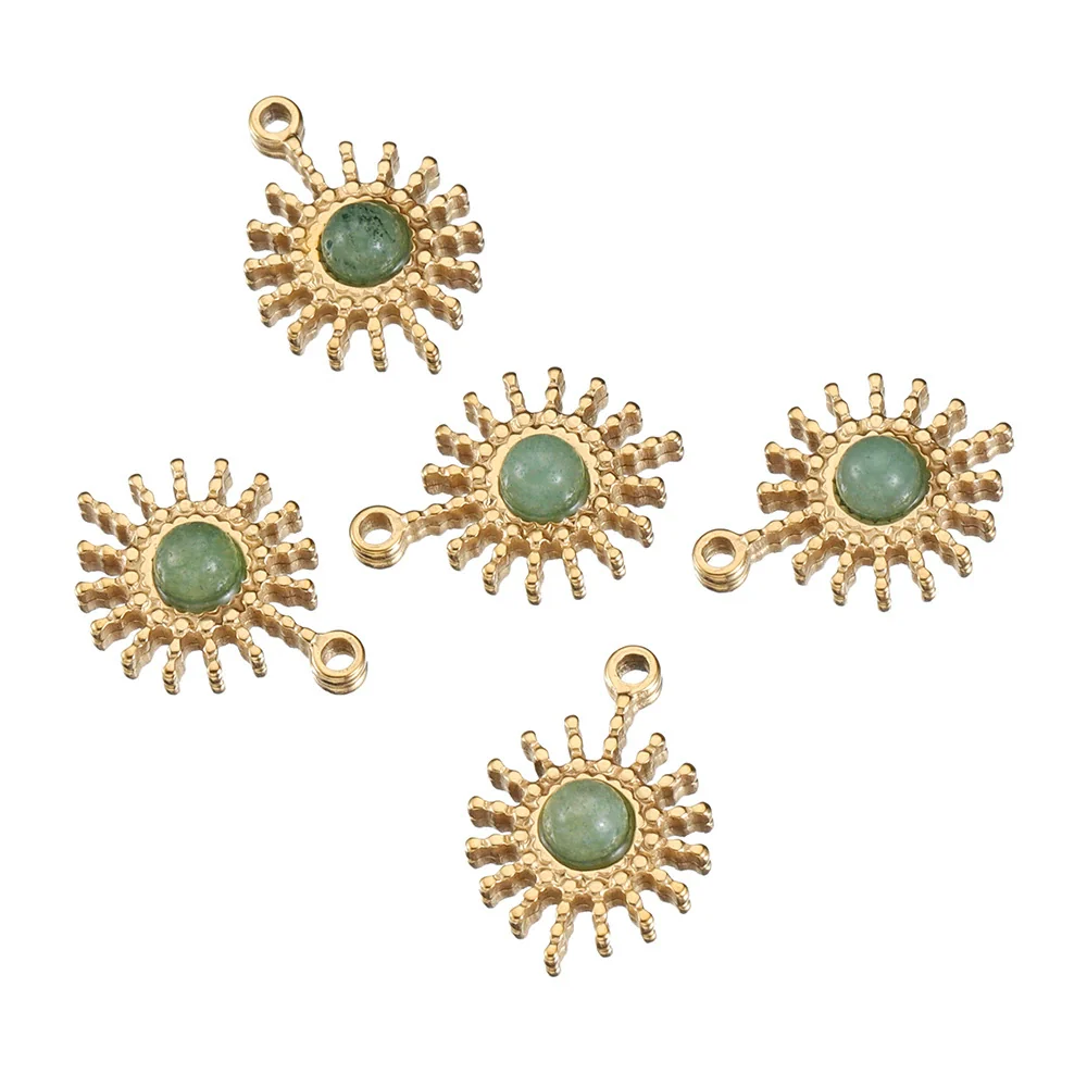 Stainless Steel Baroque Sunflower Pendant Necklace With Colored Diamond Electroplated Jewelry Accessories - Image 5