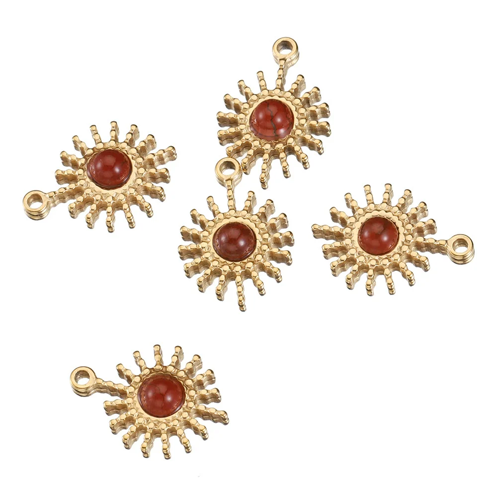 Stainless Steel Baroque Sunflower Pendant Necklace With Colored Diamond Electroplated Jewelry Accessories - Image 6