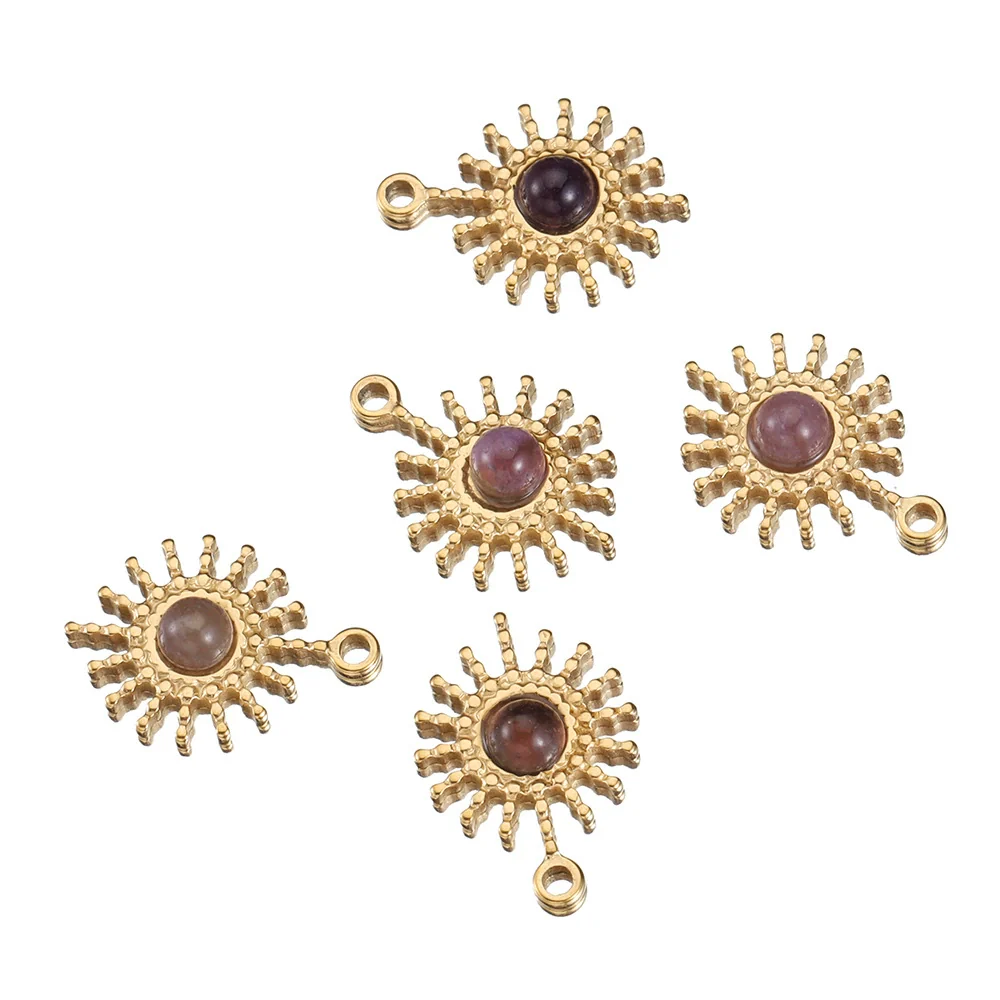 Stainless Steel Baroque Sunflower Pendant Necklace With Colored Diamond Electroplated Jewelry Accessories - Image 7