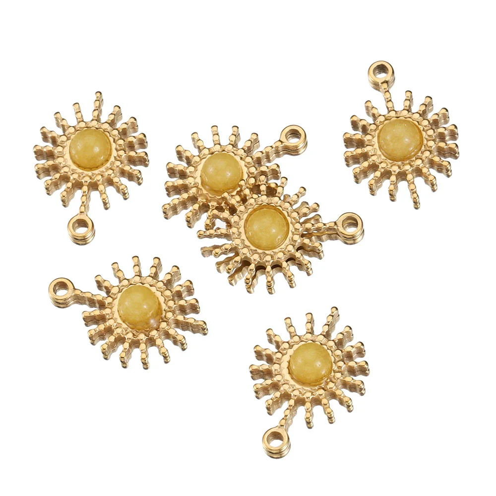 Stainless Steel Baroque Sunflower Pendant Necklace With Colored Diamond Electroplated Jewelry Accessories - Image 8