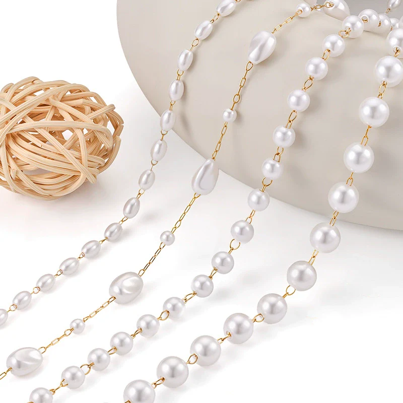 Stainless Steel Bead Chain Antipearl Chain Vacuum Electroplating Rice Bead Chain Fashion Necklace Bracelet Diy With Electrolytic Brightening And String Of Pearls Pattern