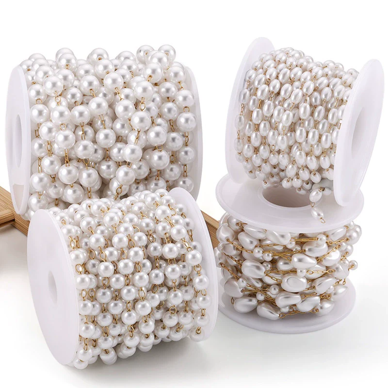 Stainless Steel Bead Chain Antipearl Chain Vacuum Electroplating Rice Bead Chain Fashion Necklace Bracelet Diy With Electrolytic Brightening And String Of Pearls Pattern - Image 2