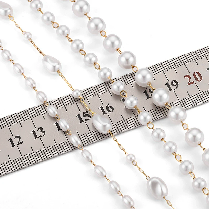 Stainless Steel Bead Chain Antipearl Chain Vacuum Electroplating Rice Bead Chain Fashion Necklace Bracelet Diy With Electrolytic Brightening And String Of Pearls Pattern - Image 4