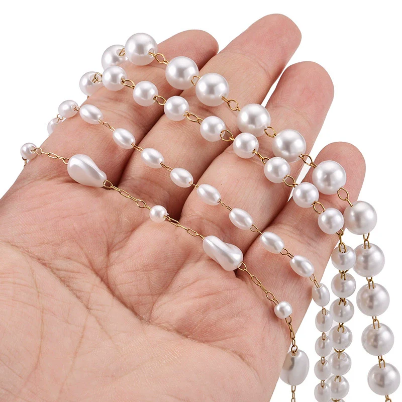 Stainless Steel Bead Chain Antipearl Chain Vacuum Electroplating Rice Bead Chain Fashion Necklace Bracelet Diy With Electrolytic Brightening And String Of Pearls Pattern - Image 5
