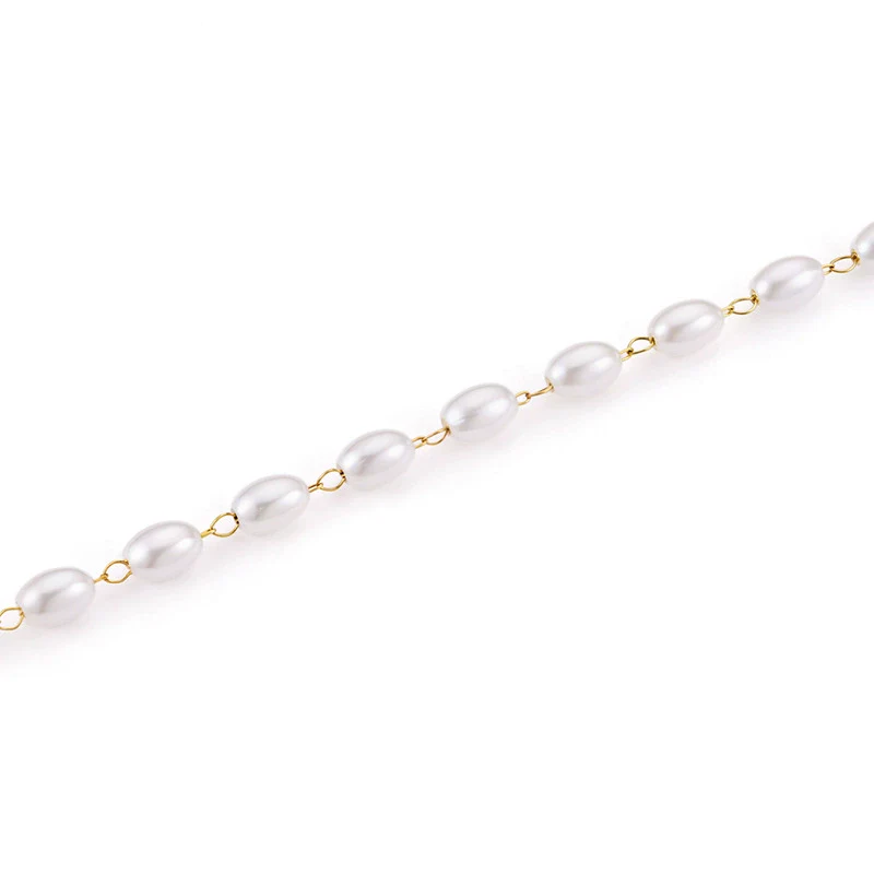 Stainless Steel Bead Chain Antipearl Chain Vacuum Electroplating Rice Bead Chain Fashion Necklace Bracelet Diy With Electrolytic Brightening And String Of Pearls Pattern - Image 6