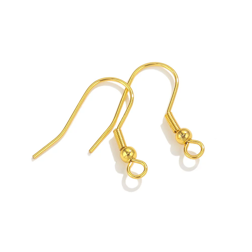 Stainless Steel Bead Spring Ear Hook Earrings Diy Jewelry Accessories With Real Gold Plating