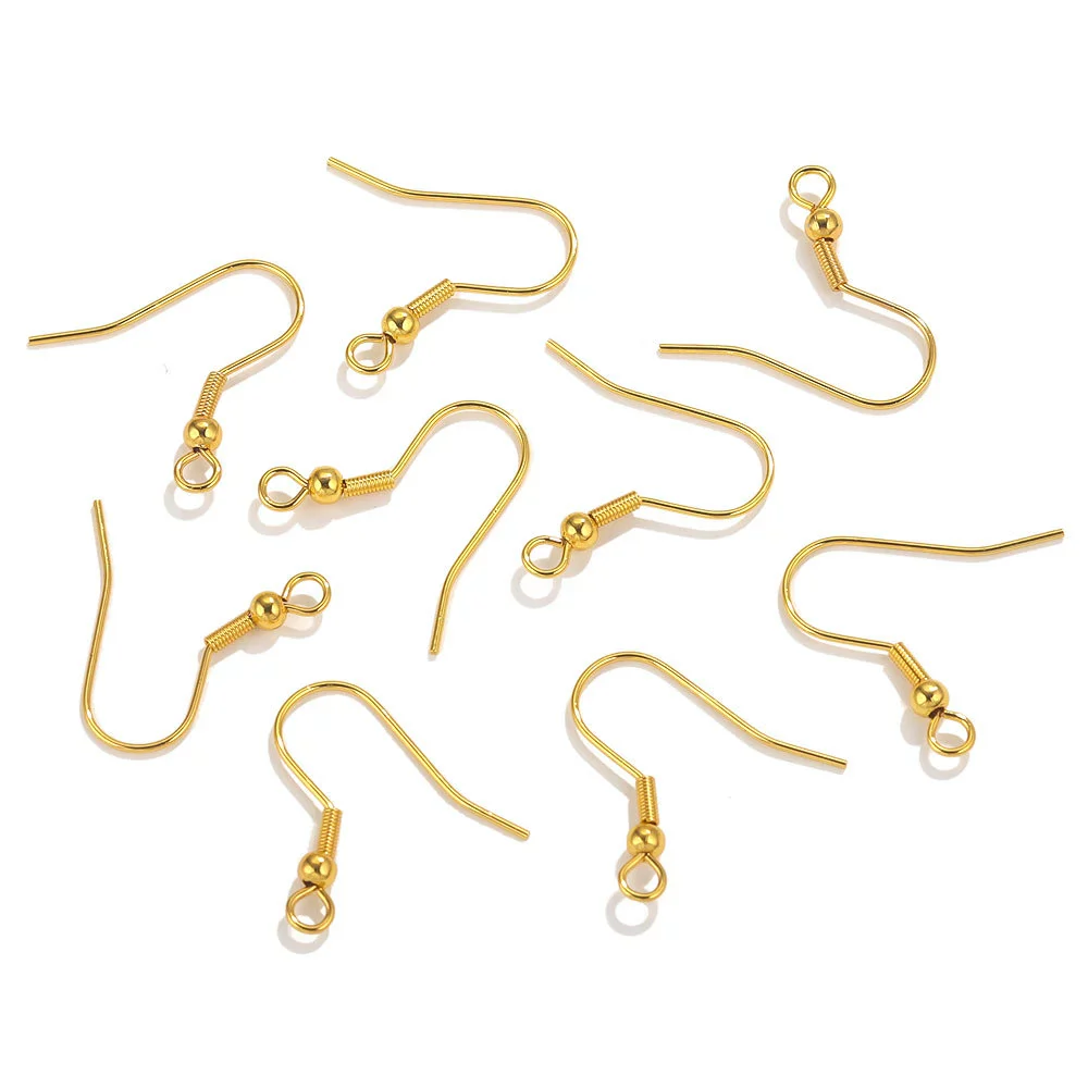 Stainless Steel Bead Spring Ear Hook Earrings Diy Jewelry Accessories With Real Gold Plating - Image 2