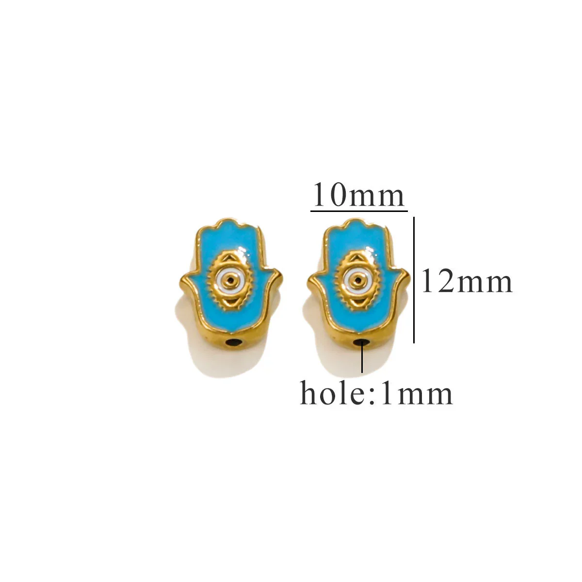 Stainless Steel Beaded Square Double Sided Enamel Drop Oil Eye Spacer Beads For Diy Jewelry Accessories 18K Gold Vacuum Plated With Eight Eyes Pattern - Image 19