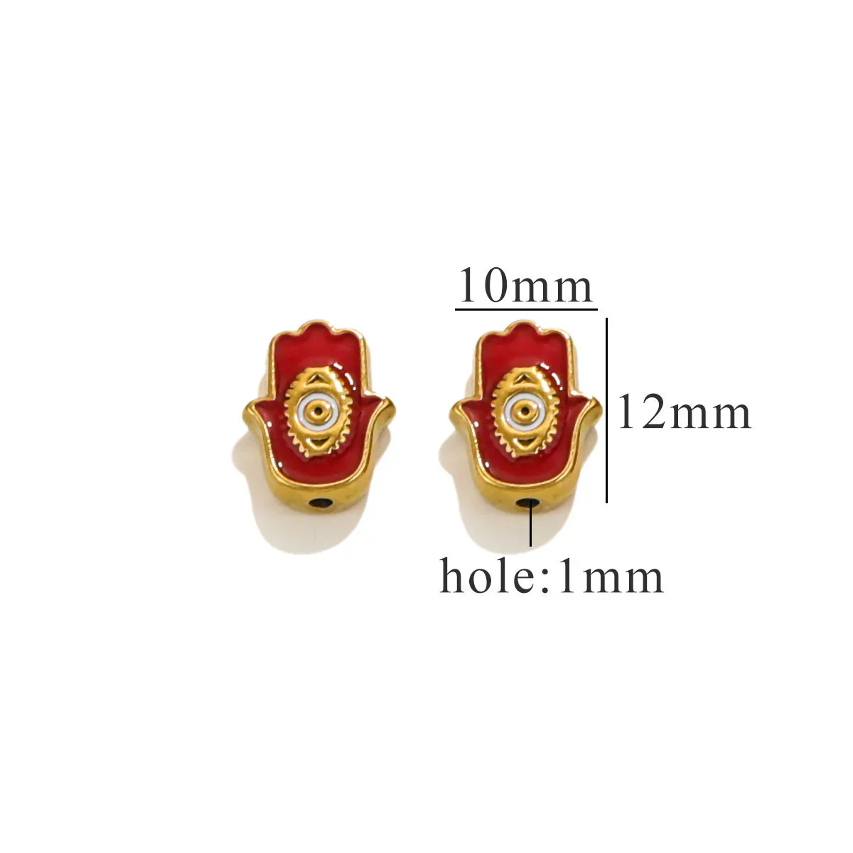 Stainless Steel Beaded Square Double Sided Enamel Drop Oil Eye Spacer Beads For Diy Jewelry Accessories 18K Gold Vacuum Plated With Eight Eyes Pattern - Image 21