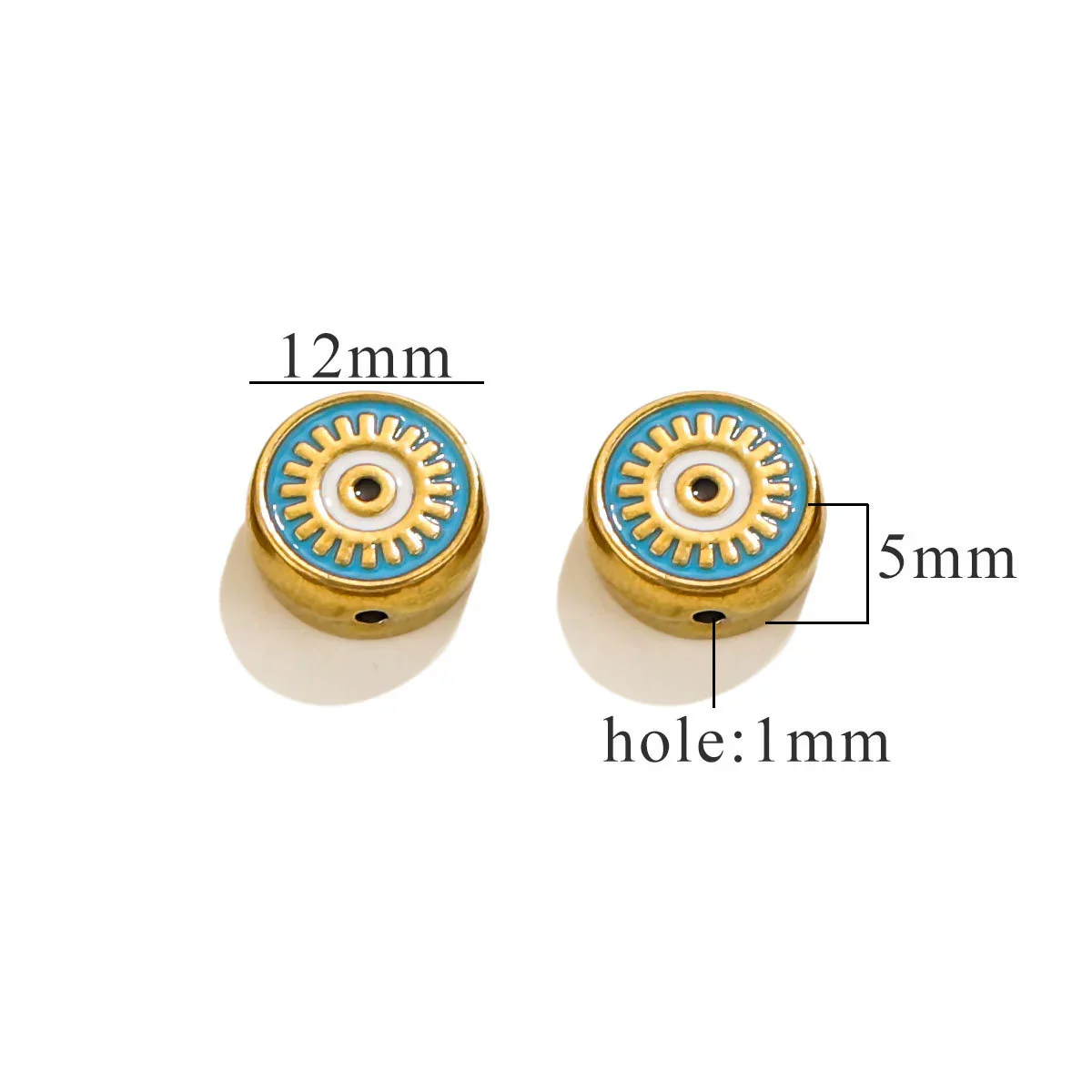 Stainless Steel Beaded Square Double Sided Enamel Drop Oil Eye Spacer Beads For Diy Jewelry Accessories 18K Gold Vacuum Plated With Eight Eyes Pattern - Image 6
