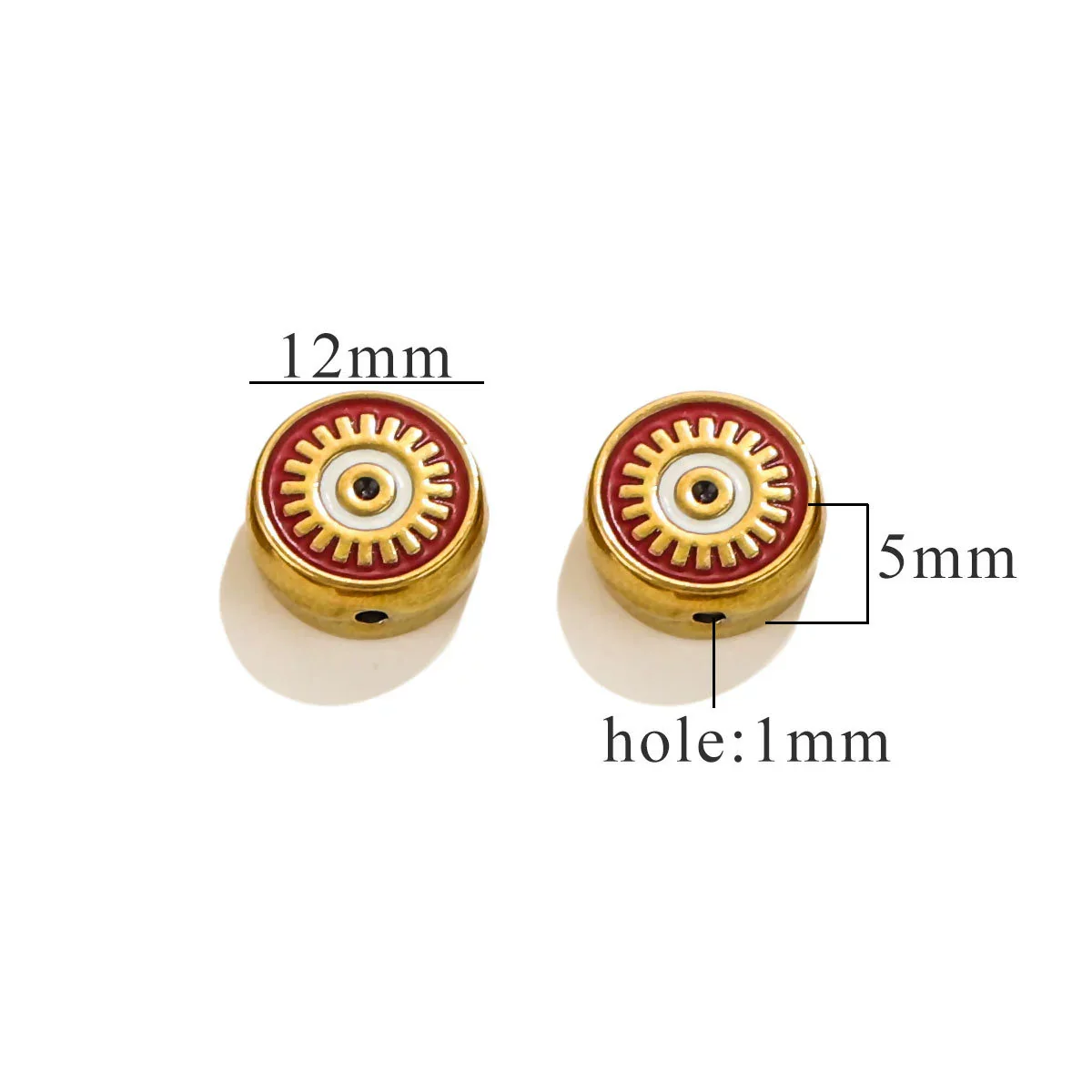 Stainless Steel Beaded Square Double Sided Enamel Drop Oil Eye Spacer Beads For Diy Jewelry Accessories 18K Gold Vacuum Plated With Eight Eyes Pattern - Image 7