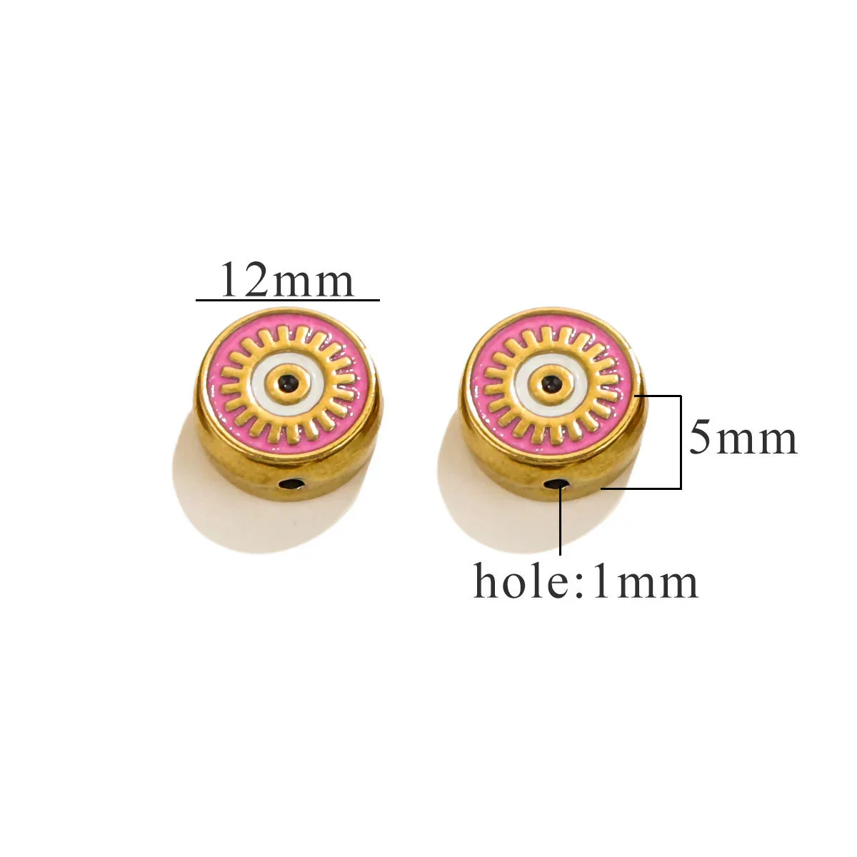 Stainless Steel Beaded Square Double Sided Enamel Drop Oil Eye Spacer Beads For Diy Jewelry Accessories 18K Gold Vacuum Plated With Eight Eyes Pattern - Image 8