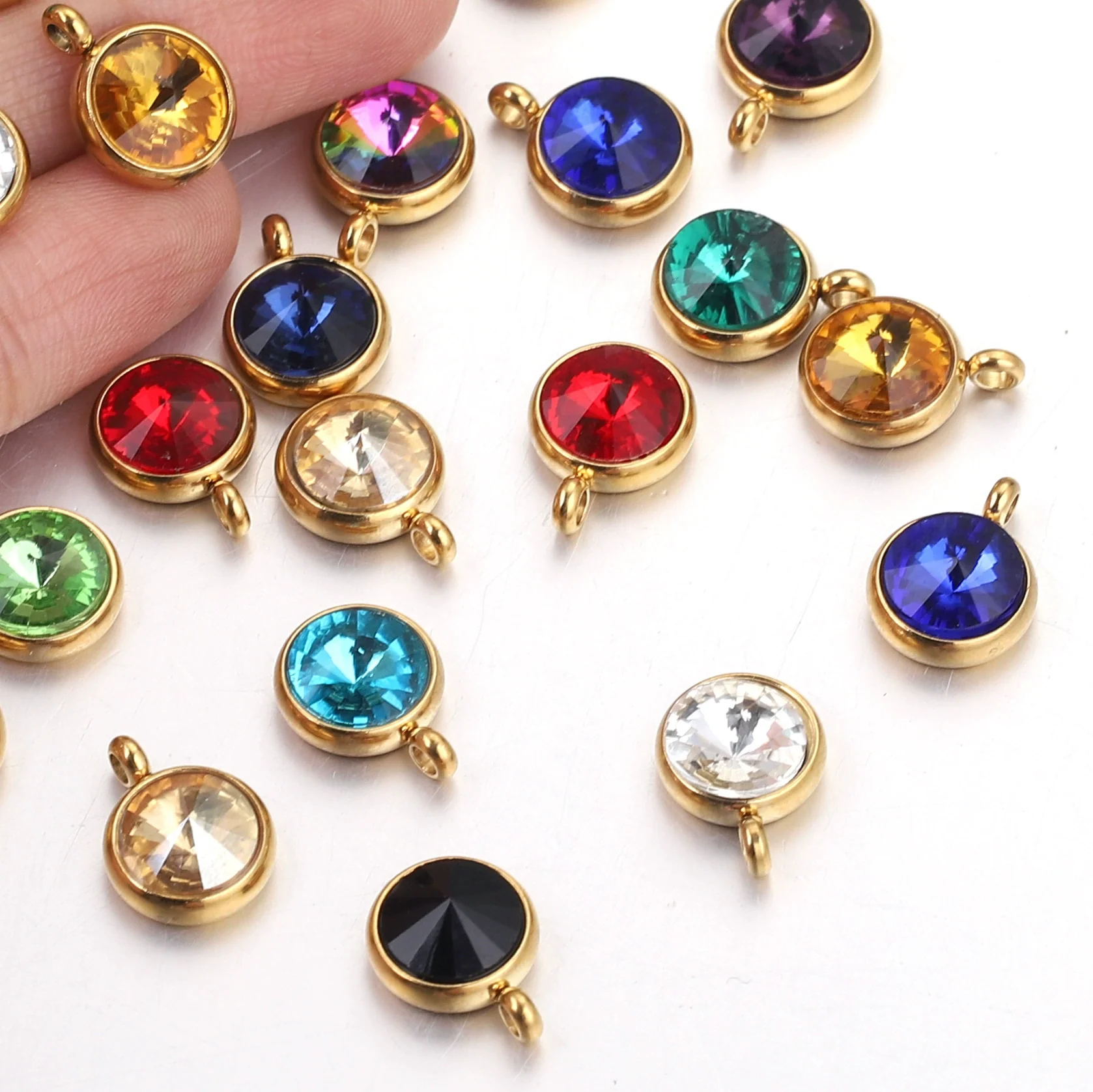 Stainless Steel Birthstone Pendant Vacuum Plated Jewelry Accessories