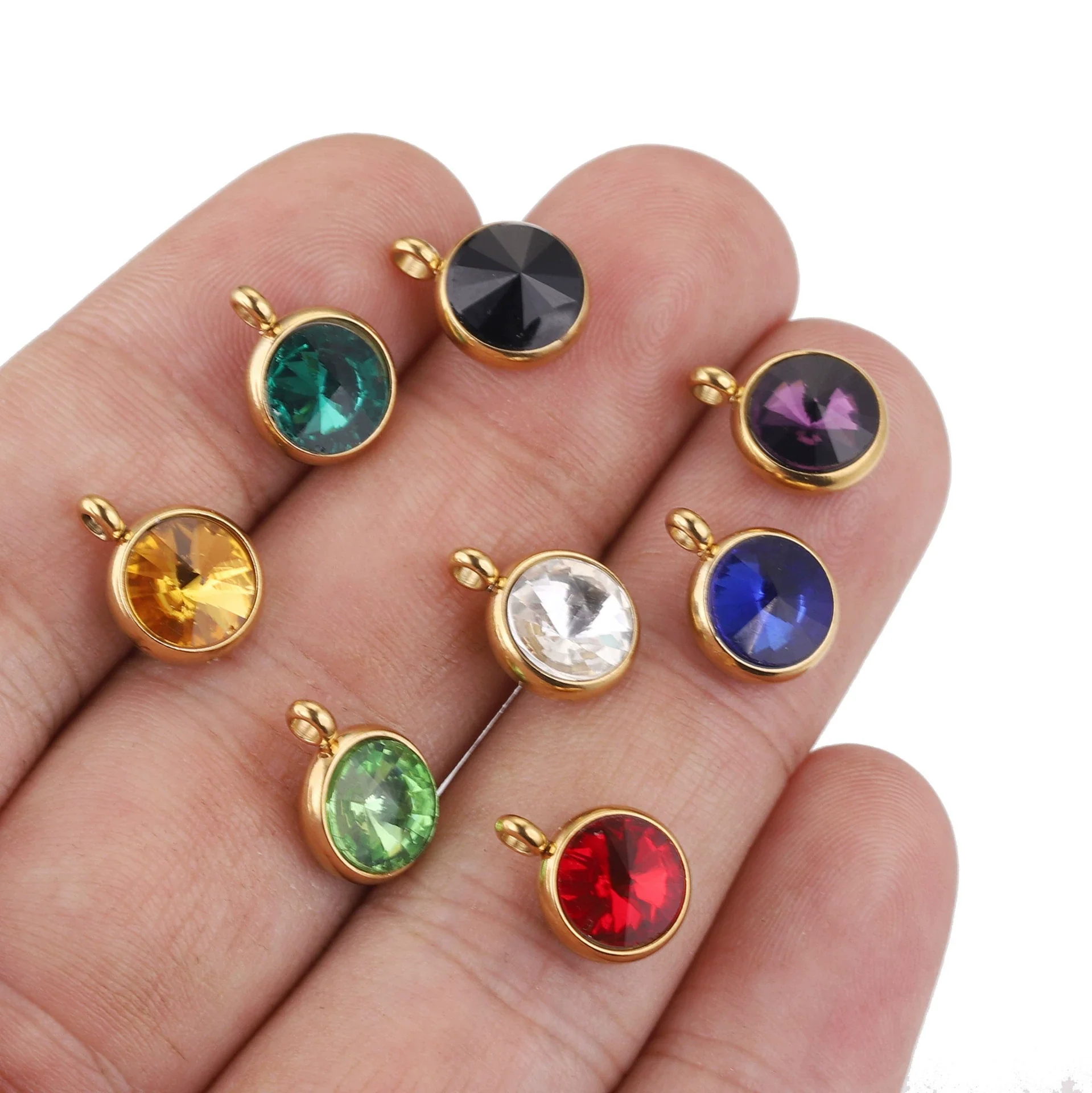 Stainless Steel Birthstone Pendant Vacuum Plated Jewelry Accessories - Image 2