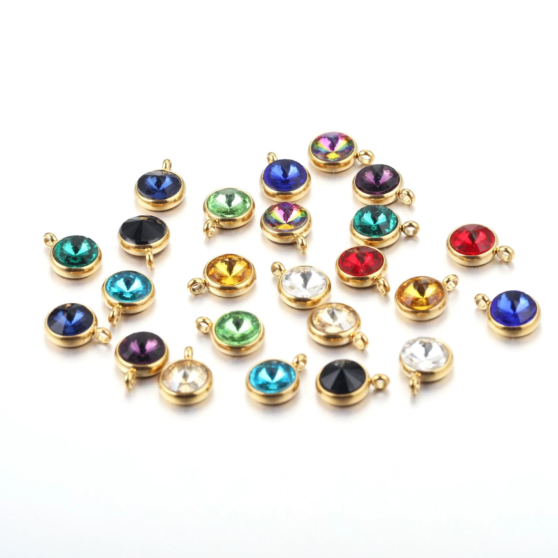 Stainless Steel Birthstone Pendant Vacuum Plated Jewelry Accessories - Image 3