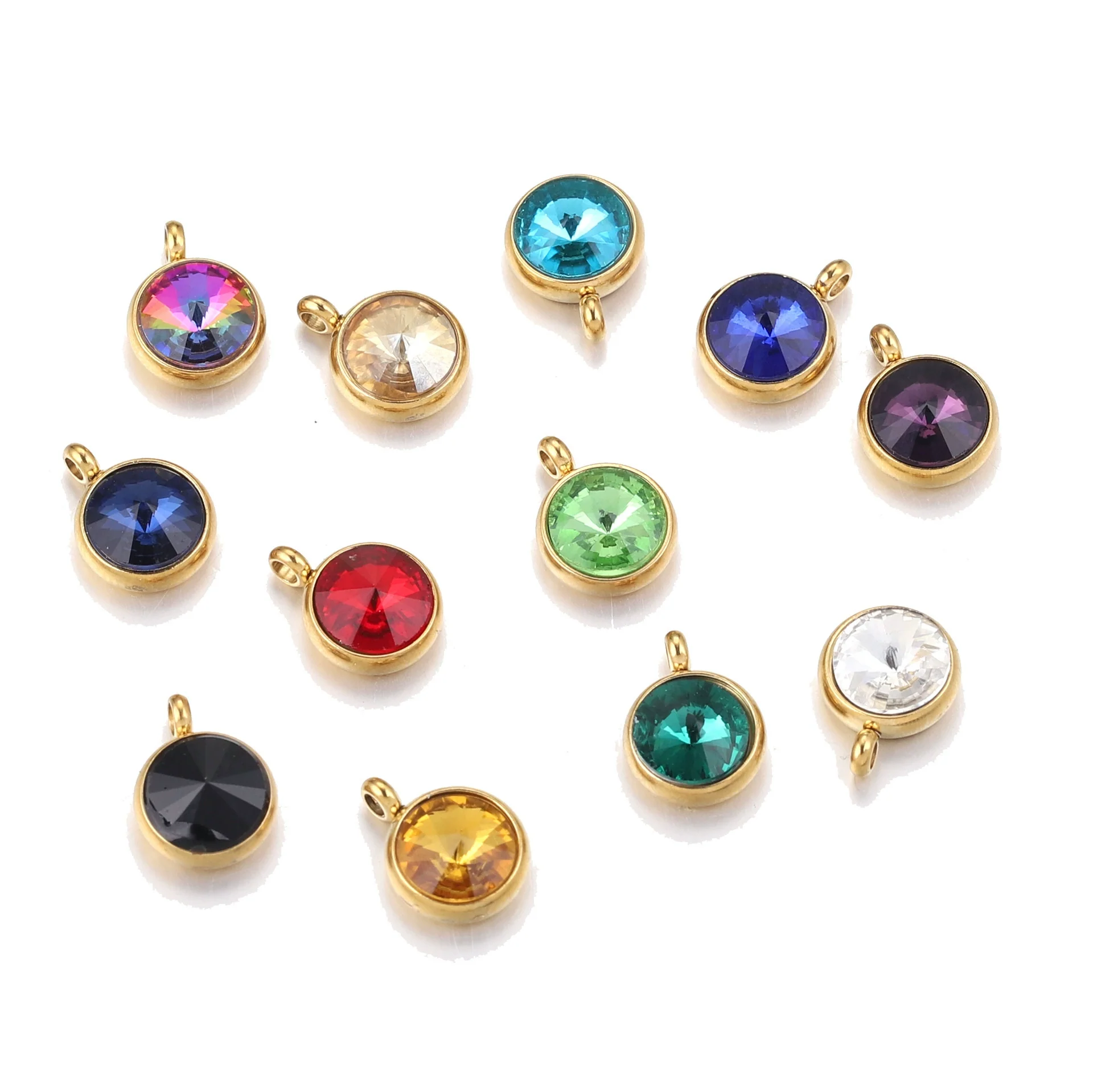 Stainless Steel Birthstone Pendant Vacuum Plated Jewelry Accessories - Image 4