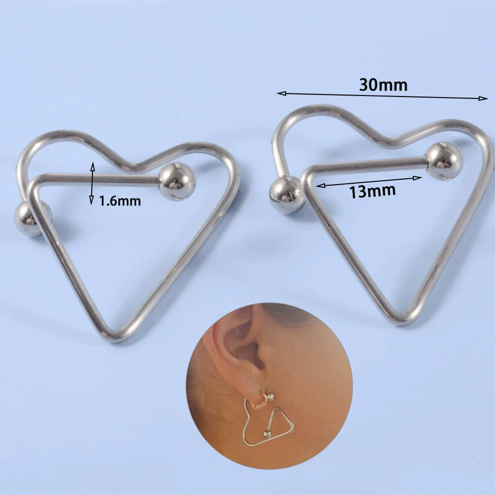 Stainless Steel Body Piercing Jewelry With Pointed Cone Breast Ring Heart Shaped Wings Bee Kitten Flower Ball Design And Electroplating Process - Image 12